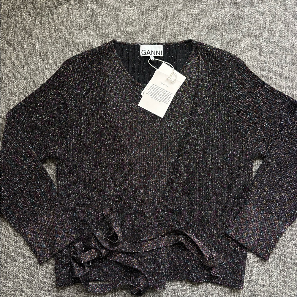 Ganni Black Lurex Knit Top - Picture 2 of 6